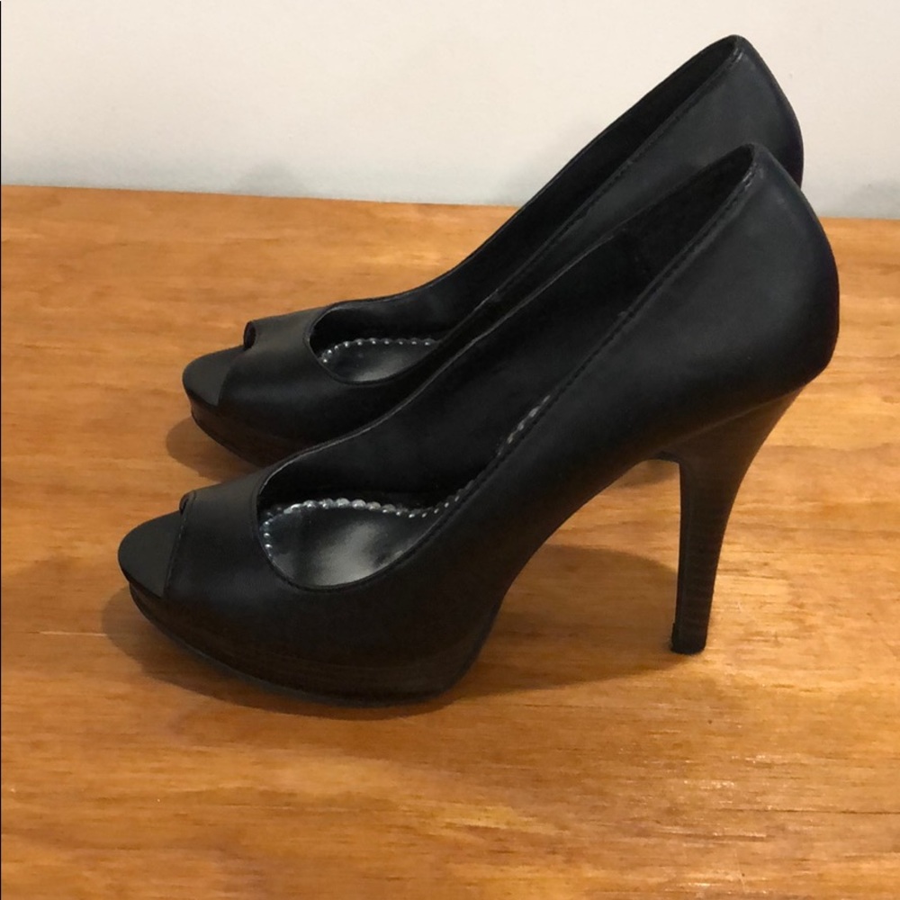 Black peep toe heels